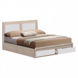 BED CAPRI HM665.06 MELAMINE IN SONOMA-WHITE WITH 2 DRAWERS FOR MATTRESS 120x200 cm.