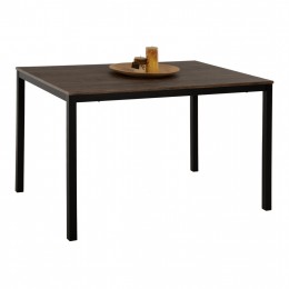 DINING TABLE GOOSE HM9532 WALNUT MDF-BLACK METAL LEGS 120X70Χ75Hcm.