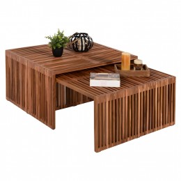 COFFEE TABLE SET OF 2 HM9546 TEAK WOOD IN NATURAL COLOR  86x79x46Hcm.