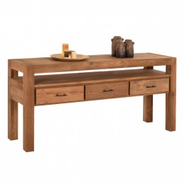CONSOLE WITH 3 DRAWERS HM9556 RECYCLED TEAK WOOD IN NATURAL COLOR 180x45x80Hcm.