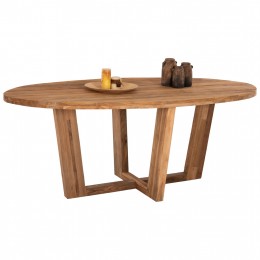 DINING TABLE IN OVAL SHAPE HM9558 RECYCLED TEAK WOOD 209x109x80Hcm.