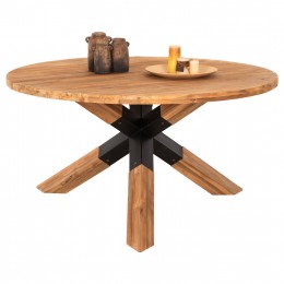 DINING TABLE ROUND HM9559 RECYCLED TEAK WOOD-LEGS WITH METAL Φ150x78Hcm.