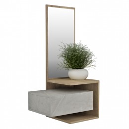 ENTRYWAY FURNITURE WITH MIRROR MEARA HM8984.12 MELAMINE IN GREYISH STONE TEXTURE-NATURAL 49,1x31,3x90Hcm.