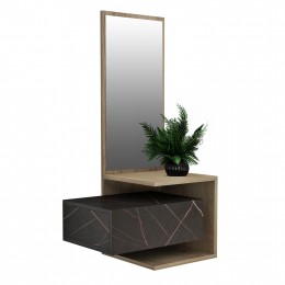 ENTRYWAY FURNITURE WITH MIRROR MEARA HM8984.13 MELAMINE IN NATURAL-BLACK MARBLE 49,1x31,3x90Hcm.