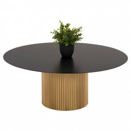 COFFEE TABLE CLAD HM9674 METAL IN GOLD & BLACK TOP Φ80x32H cm.