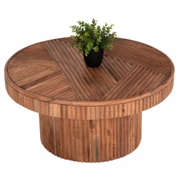 COFFEE TABLE ROUND RANNE HM9694 SOLID ACACIA WOOD IN NATURAL COLOR Φ80x38Hcm.