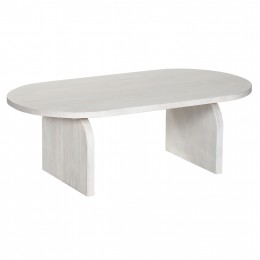 COFFEE TABLE OVAL HONKY HM9710 SOLID MANGO WOOD IN WHITE 130x60x35Hcm.