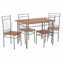 DINING SET 5PCS PEARY HM9416.02 SILVER METAL-MDF IN SONAMA COLOR 110x70x74Hcm.