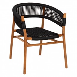 DINING ARMCHAIR IRVING HM9763 TEAK WOOD IN NATURAL COLOR AND BLACK ROPE 62x55x75Hcm.