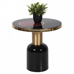 SIDE TABLE ERODE HM4248.01 METAL IN BLACK-GOLD-CHERRY RED Φ50,5x50Hcm.