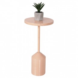 SIDE TABLE BOMBAY HM4251.08 METAL IN SALMON COLOR WITH DOTTED TABLETOP Φ25,5x51Hcm.