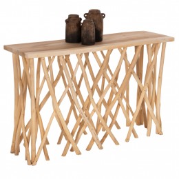 CONSOLE IN RUSTIC STYLE TEAK BRANCHES & 3cm. TABLETOP 121X36X75Hcm. HM9805