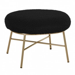 STOOL FOOTREST TRUDI HM8640.24 BLACK BOUCLE FABRIC AND GOLD METAL BASE 56x47x40Hcm.
