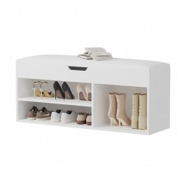 SHOE RACK WITH SEAT ROMIR HM2478.03 MELAMINE IN WHITE-WHITE SEAT 100x30x44Hcm.