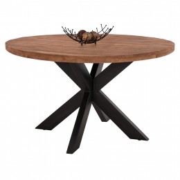 ROUND DINING TABLE MONTANA SUPERIOR HM9903 SOLID ACACIA WOOD TOP 4cm. Φ120Χ77Hcm.
