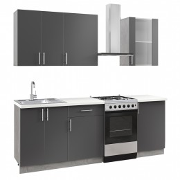 KITCHEN COMBO ANTHRACITE MELAMINE WHITE HPL TOP 160x47x84,8Hcm.HM2468.01