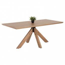 DINING TABLE PAOLO HM9853 MDF WITH MANCHURIAN WOOD VENEER-SOLID RUBBERWOOD LEGS-OAK COLOR 180x90x75Hcm.