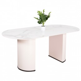 DINING TABLE CORBY HM9771.01 CERAMIC 12mm TOP IN WHITE MARBLE COLOR-MDF IN WHITE 180x90x76Hcm.