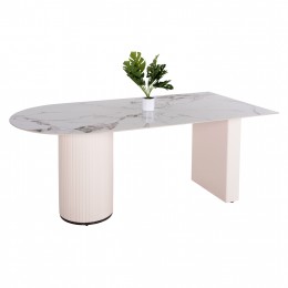 DINING TABLE CERAMUS HM9772.01 CERAMIC TABLETOP 12mm IN WHITE MARBLE COLOR-MDF LEGS WHITE 180x90x76Hcm.