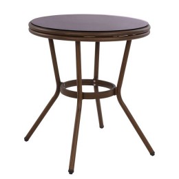 Aluminum Table '70x70 cm. Bamboo Look HM5532.03 Brown with Glass