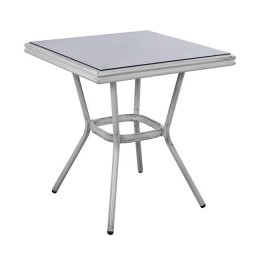 Aluminum Table 70X70X76 Bamboo Look HM5568.01 White Patina with Glass