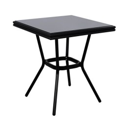 Aluminum Table 70X70X76 Bamboo Look HM5568.02 Black with Glass
