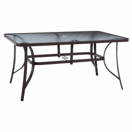TABLE 150X90Χ75cm. METALLIC RECTANGULAR IN BROWN WITH UMBRELLA HOLE D38cm HM5145.12