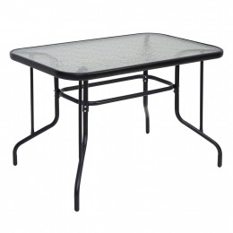 OUTDOOR METALLIC TABLE ADAM HM5020.03 BLACK WITH REINFORCED GLASS TOP 110Χ60Χ71Hcm.
