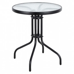 TABLE LIMA HM5079.03 METAL BLACK WITH TEMPERED GLASS TOP Φ60x68Hcm.