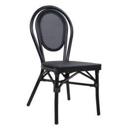 Aluminum Chair Bamboo Look Black with Textline 45x57x88cm HM5052