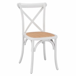 Wooden chair Owen Stackable from beech wood in white color with crossed back HM8575.14 48x53x90 cm