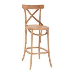 Wooden Bar stool HM8750.01 beech wood in natural color with polywood seat 46x46x109cm