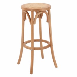 Wooden Stool from beech wood in natural color with mat 36'x70cm HM8751.01
