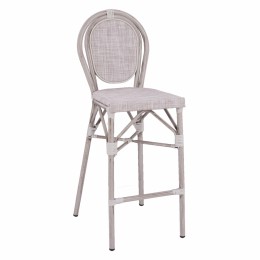 Stool Aluminum Bamboo Look White patina with textline HM5110 47x61x115cm