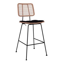 Allegra Metal Stool with Pillow with Wicker Beige 46,5x55x117,5Hcm HM5455