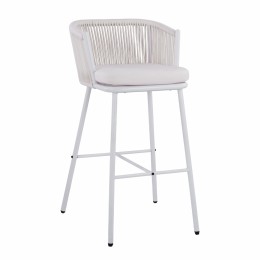 Stool with metallic frame and rope white HM5714.03 46x54x101 cm