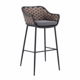 Stool with metallic frame and beige wicker rope HM5715 54x54x103cm