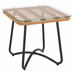 Metallic table HM5717 with wicker beige 50x50x48.5cm