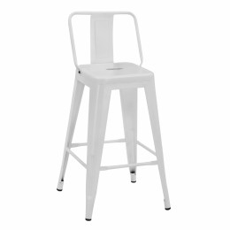 Bar Stool Middle Height Melita with back white matte HM8574.31 42x42x89,5cm