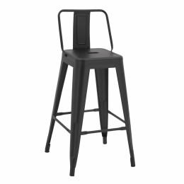 Bar Stool middle height Metalic with back in black matte HM8574.3242x42x89,5cm