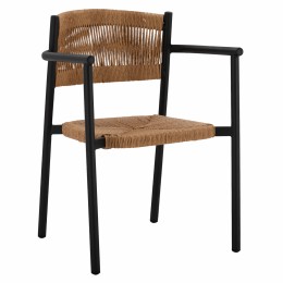 CHARCOAL ALUMINUM ARMCHAIR WITH BEIGE PE ROPE HM5786.02 55,5x50x77,5 cm.