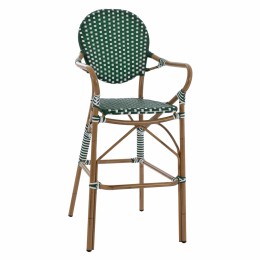 ALUMINUM STOOL BAMBOO LOOK WITH WICKER GREEN WHITE HM5794.01 56x60x126 cm.