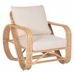 ARMCHAIR BARONESS HM9813 NATURAL RATTAN AND WHITE CUSHIONS 81x90x92Hcm.