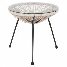 OUTDOOR COFFEE TABLE ALLEGRA HM5874.03 METAL IN BLACK- SYNTHETIC RATTAN IN DARK OLIVE Φ47x45Hcm.