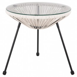 OUTDOOR COFFEE TABLE ALLEGRA HM5874.12 METAL IN BLACK- SYNTHETIC RATTAN IN WHITE Φ47x45Hcm.