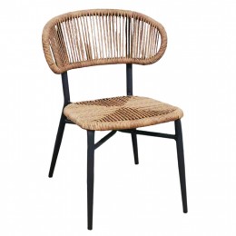 CHAIR EULO HM6049.02 ALUMINUM IN BLACK-SYNTHETIC RATTAN