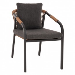 ARMCHAIR MAERLY HM6051.03 ANTHRACITE ALUMINUM AND CUSHIONS-P.E.RATTAN IN LIGHT BROWN 57x61x75Hcm.