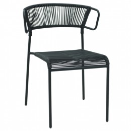 CHAIR SUKI HM6053.02 METAL AND SYNTHETIC RATTAN IN BLACK COLOR 54x62x80Hcm.