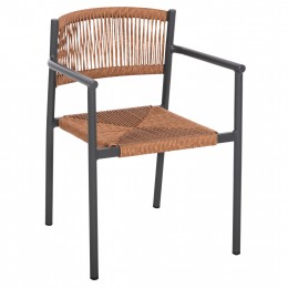ALUMINUM ARMCHAIR STER HM5786.12 ANTHRACITE-SYNTHETIC RATTAN IN BEIGE 55,5x53x78Hcm.
