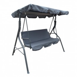 PORCH SWINGER 3-SEATER WITH SUNSHIELD LIKID HM5979.01 METAL FRAME AND FABRIC IN GREY 170x110x153Hcm.